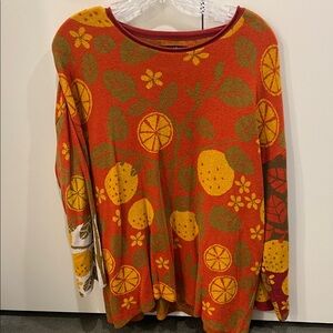 Gudrun Sjoden Orange and Yellow Patterned Sweater